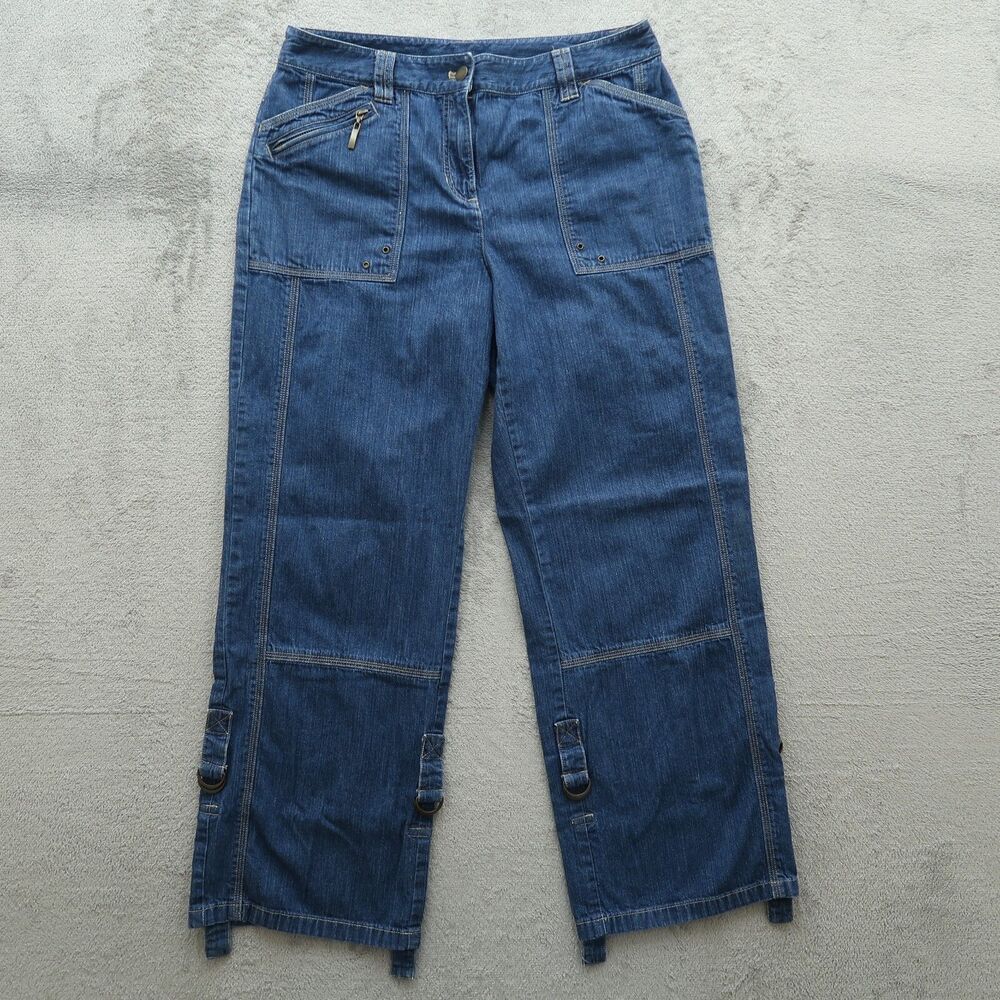 Jones New York Jeans Women's Size 10 Blue Mid-Rise Wide-Leg Denim 28" Inseam